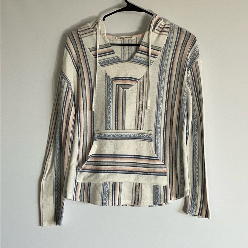 Wallflower Size Large Pullover Knit Hoodie Baja Long Sleeve Multicolor Used